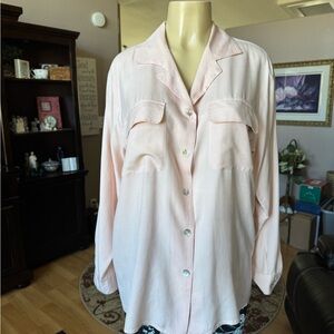 Bogari Studio very light pink SILK long sleeve blouse-size M